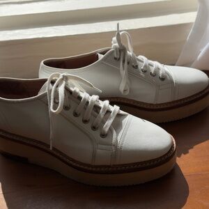 Dries Van Noten White Leather Platform Oxford Derby Size 37